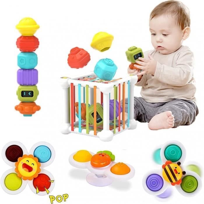 Juguetes educativos - Montessori - Cubo de actividades - 12 piezas - Multicolor - Para bebés de 1 a 3 años