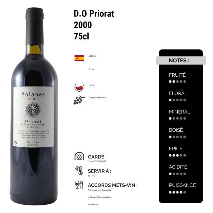 Priorat Solanes Tinto 2000 - Lote de 3x75cl - Cims de Porrera - DO Vino Tinto - Origen España - Variedades de uva Cariñena, Garnacha