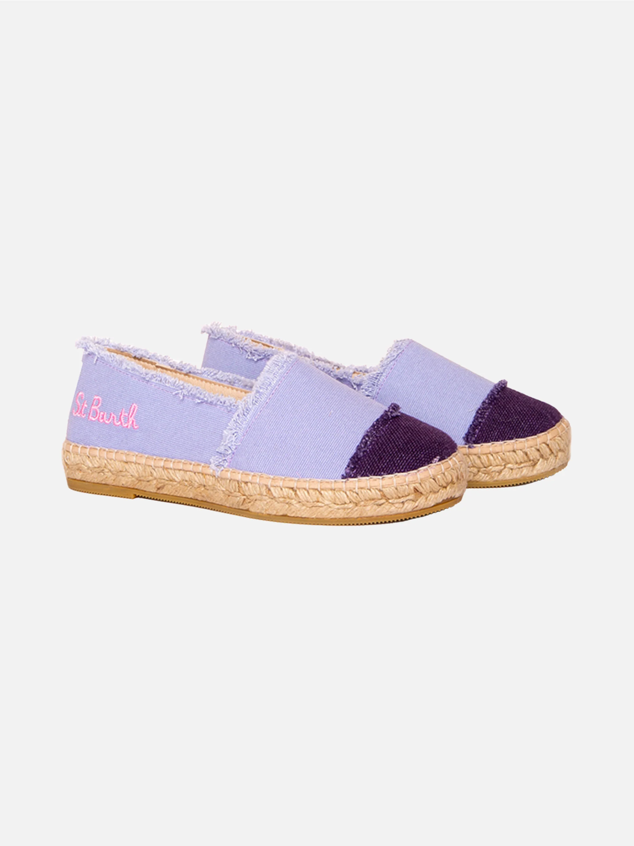 Lila espadriller i canvas med broderi