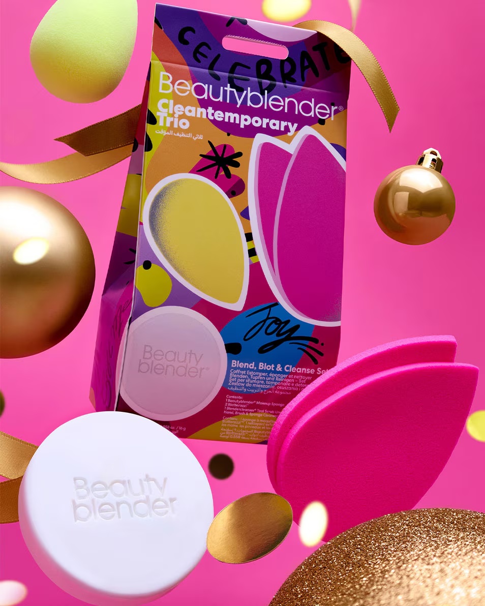 BEAUTYBLENDER Cleantemporary Trio Set Burețel de machiaj, burete demachiant și demachiant