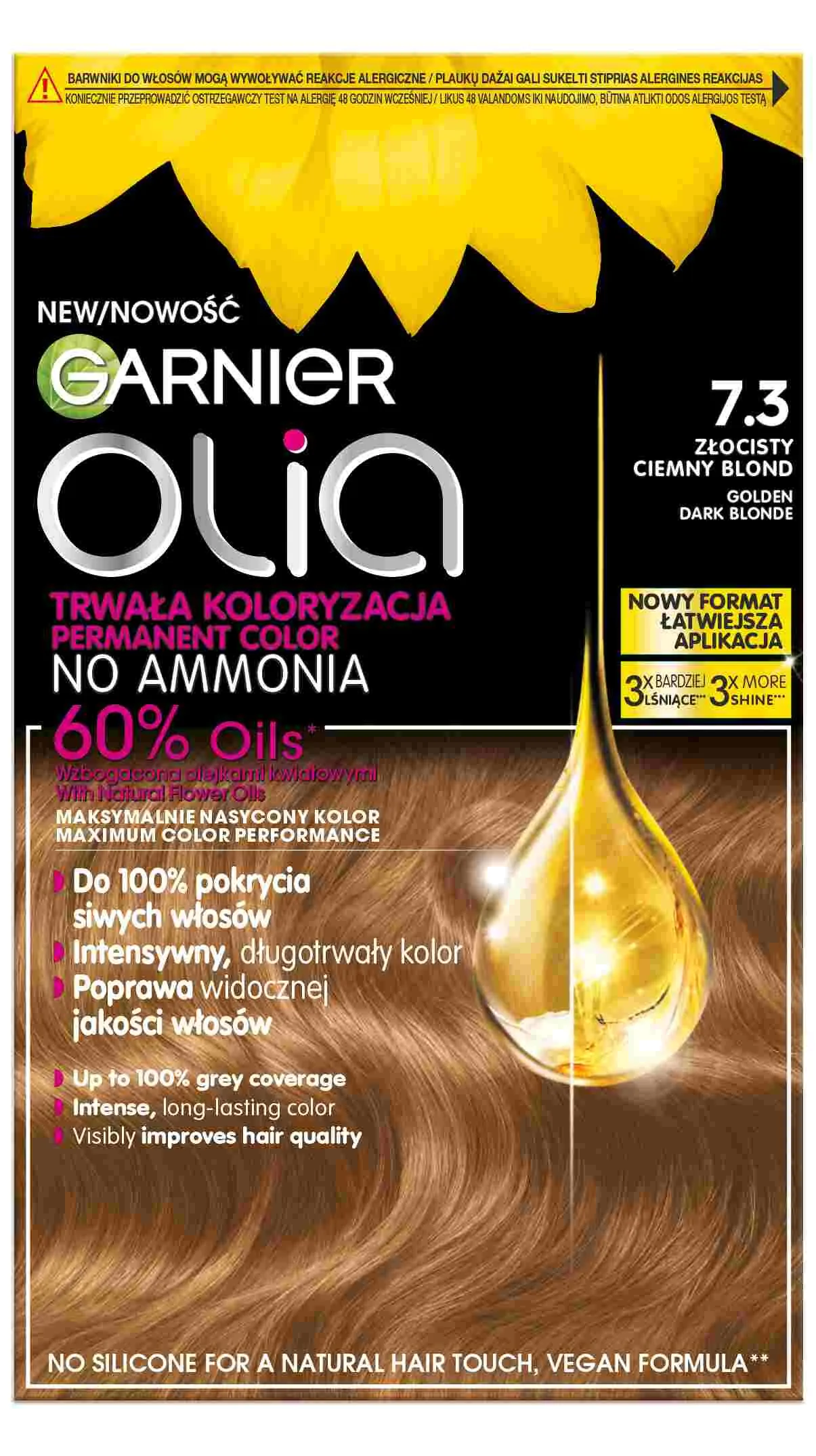 Garnier Olia Farba do włosów 7.3 Golden Dark Blonde