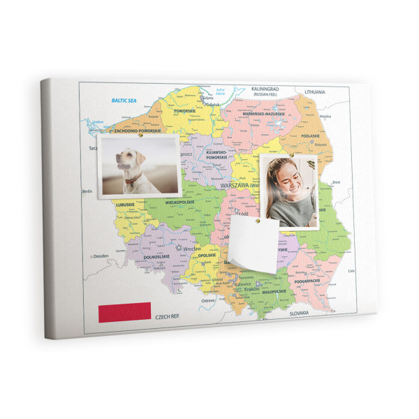 Tablica korkowa z nadrukiem do sypialni   pinezki Mapa