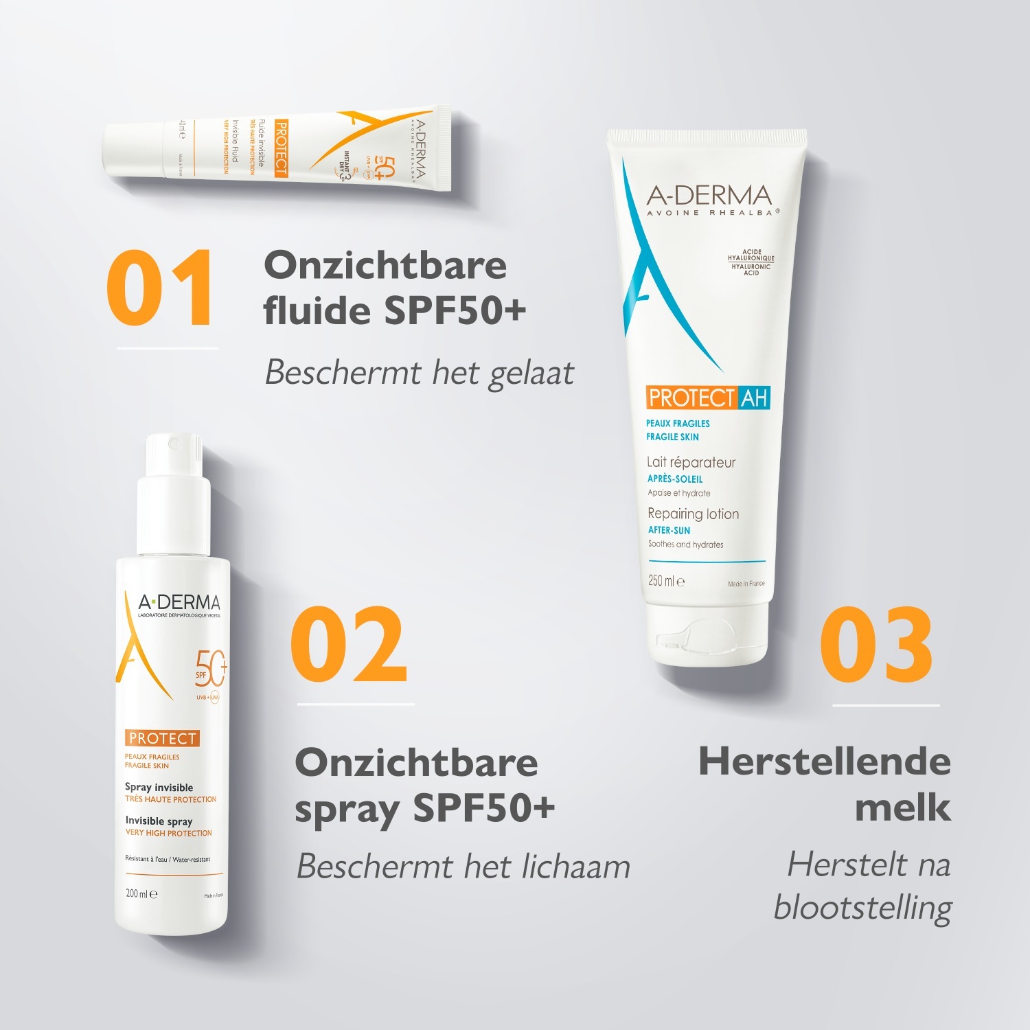 A-DERMA apsauginis purškiklis nuo saulės su nematomu poveikiu SPF 50+ - 200 ml