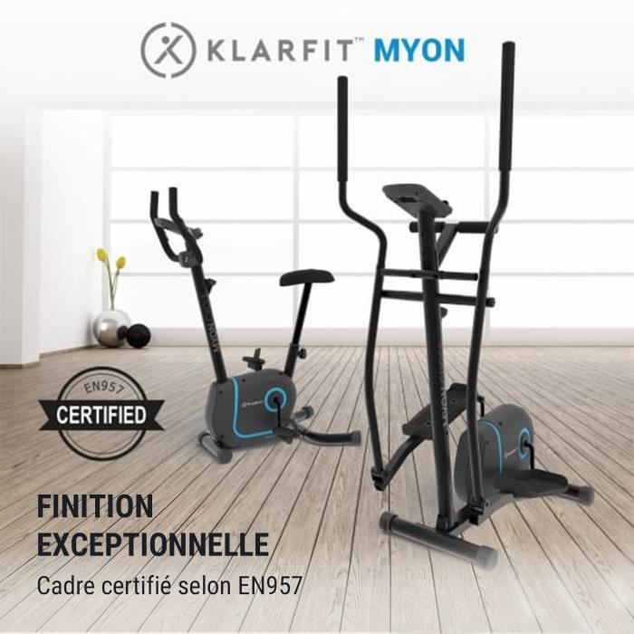 Klarfit Myon Cycle Elliptical Trainer - 12 kg Flywheel - 8 Magnetic Resistance Levels - Black