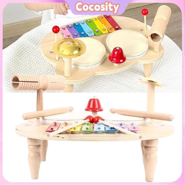 Cocosity Kit de musique en bois Ensemble de Batterie pour Enfants, Instrument de Musique à Percussion éducatif en musique sanza