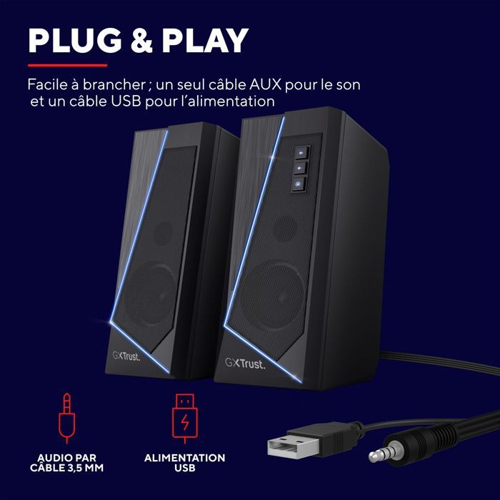 Altavoz para PC gaming Trust Gaming GXT 609 Zoxa RGB, 12 W, alimentación USB, altavoz para ordenador gaming, altavoz de escritorio - Negro