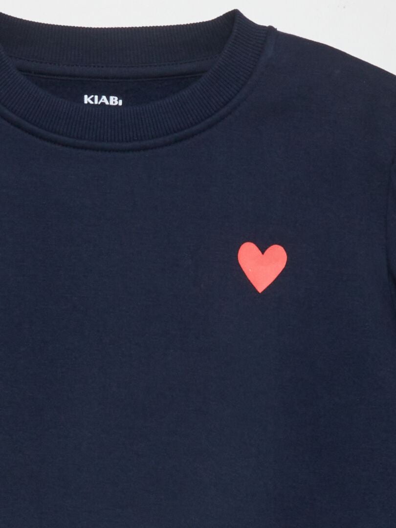 Sweatshirt met ronde hals van fleecestof - BLAUW