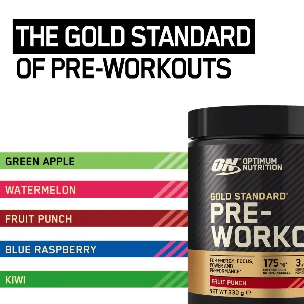 Optimum Nutrition Fruit Punch Gold Standard Pre-Entrenamiento 330g | Salud | Superdrug