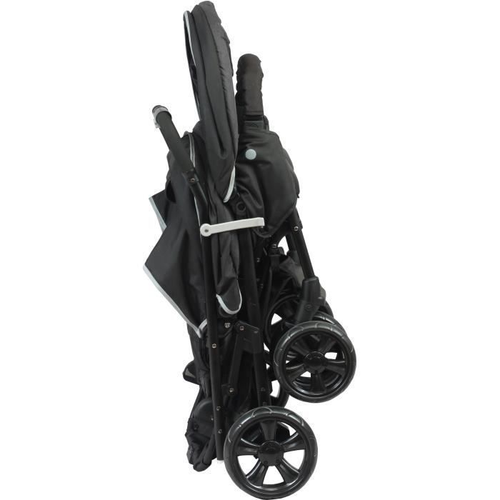 Passeggino doppio BAMBISOL - Completamente equipaggiato - Parapioggia incluso - Facile da piegare