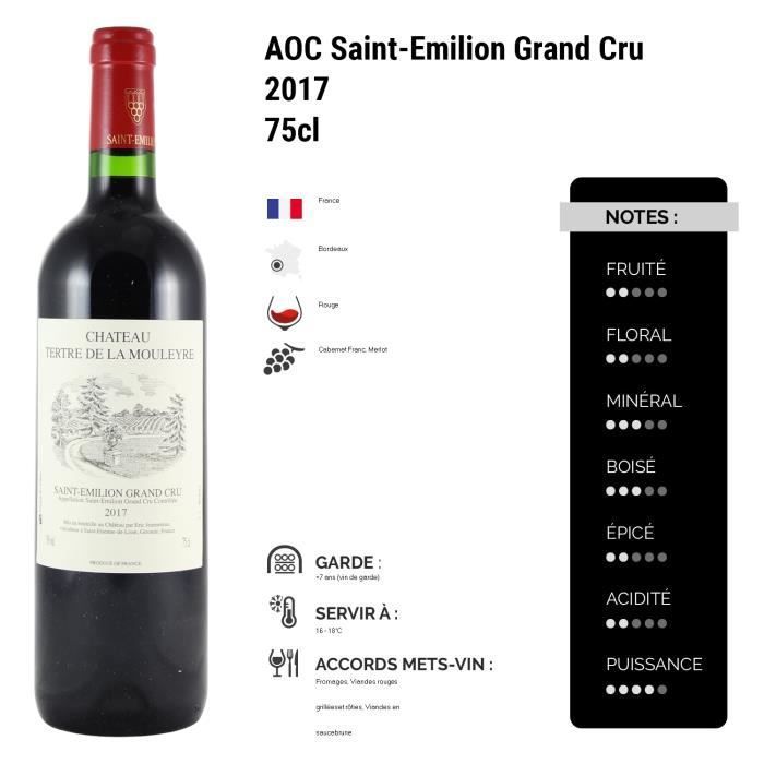Château Tertre De La Mouleyre Rouge 2017 - 75cl - Vin Rouge de Bordeaux - Appellation AOC Saint-Emilion Grand Cru