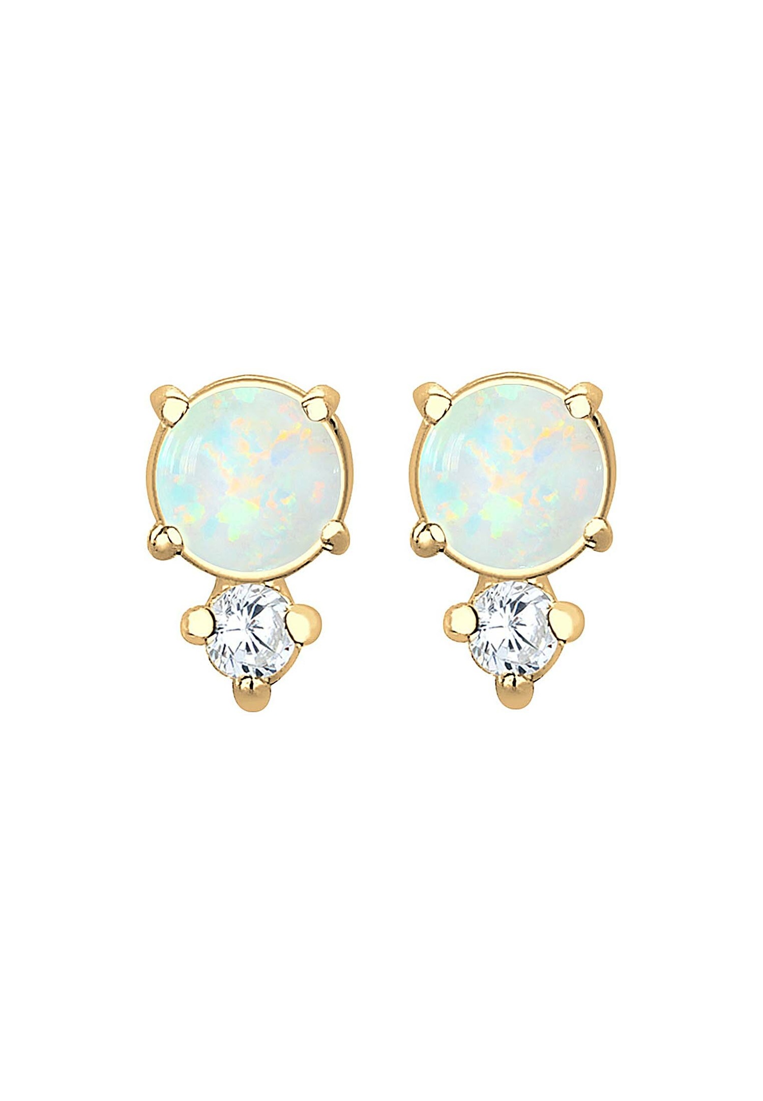 Elli Femmes Clous d'oreilles Vintage avec cristaux de zirconium et opale en argent sterling 925 plaqué or