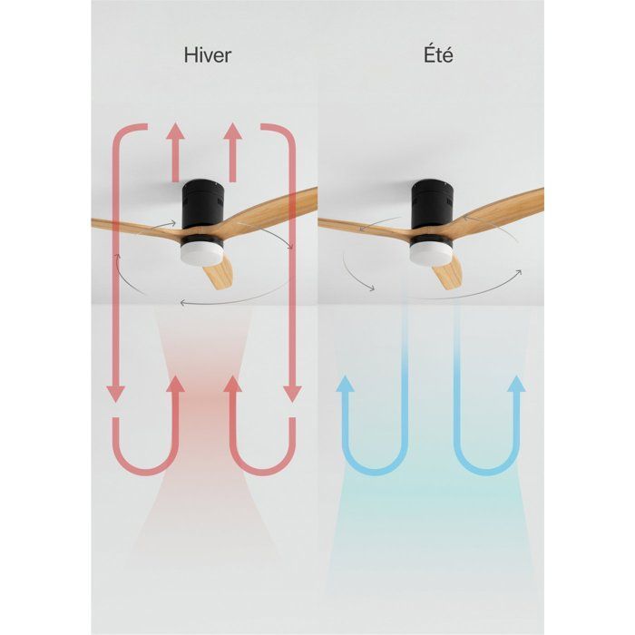 Ventilatore da soffitto - Crea - Con luce - Silenzioso - Funzione estate/inverno - Telecomando