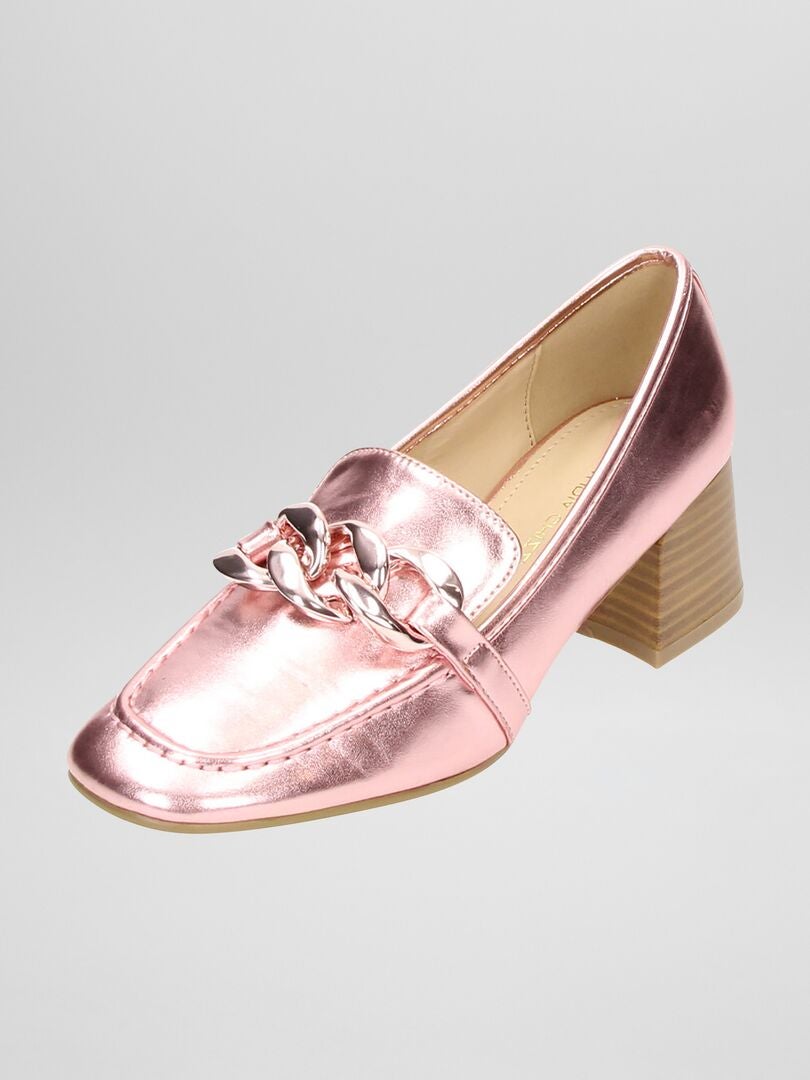 Mocassins met hak - BEIGE