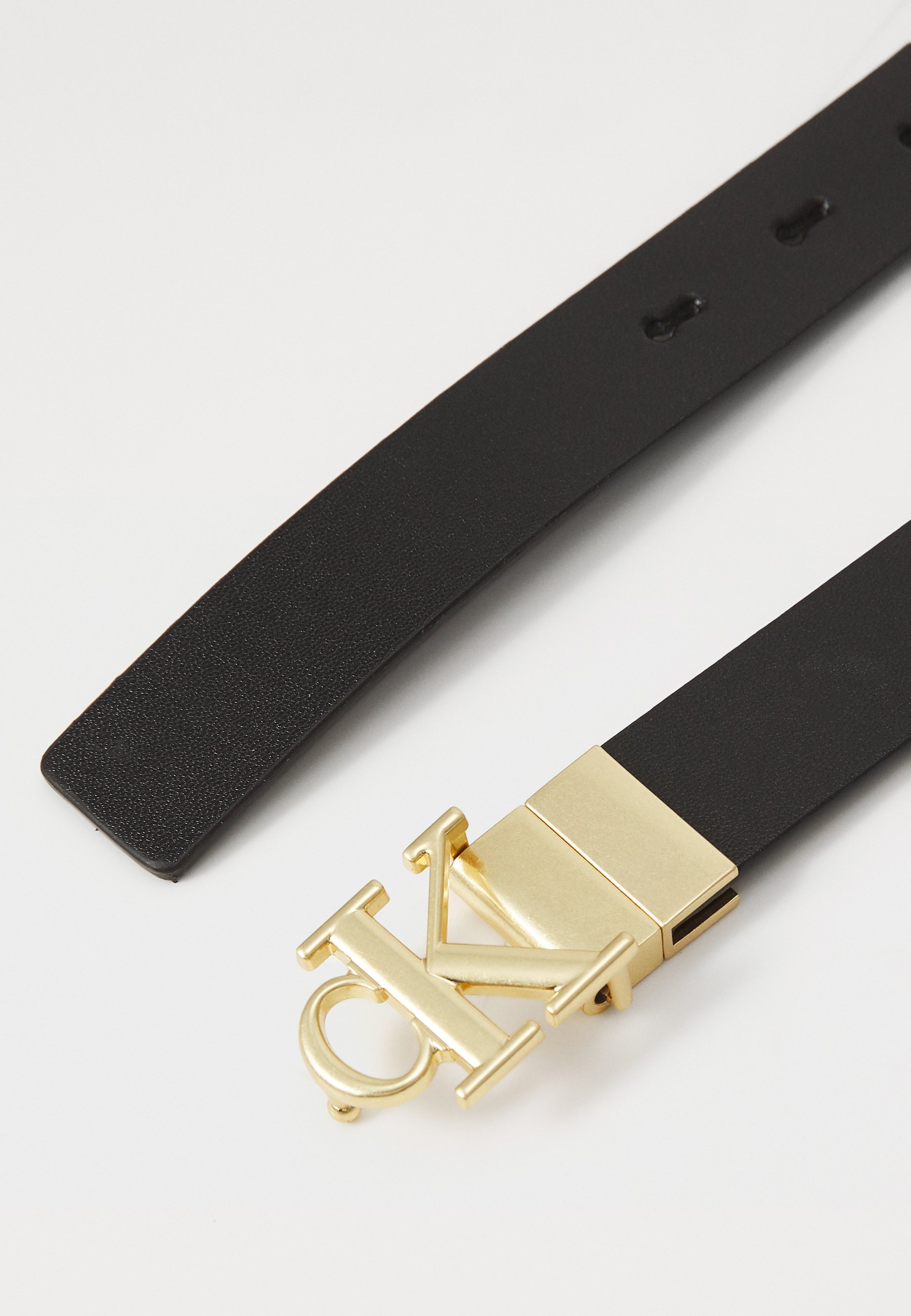 Calvin Klein Jeans Gürtel mit Monogrammschnalle – schwarz/hellgoldfarben
