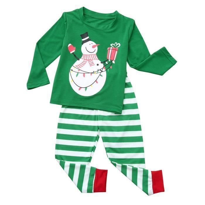 FUNMOON Set pigiama natalizio per neonati e bambini, composto da pantaloni e camicia da notte, 2 pezzi, per interni - Verde