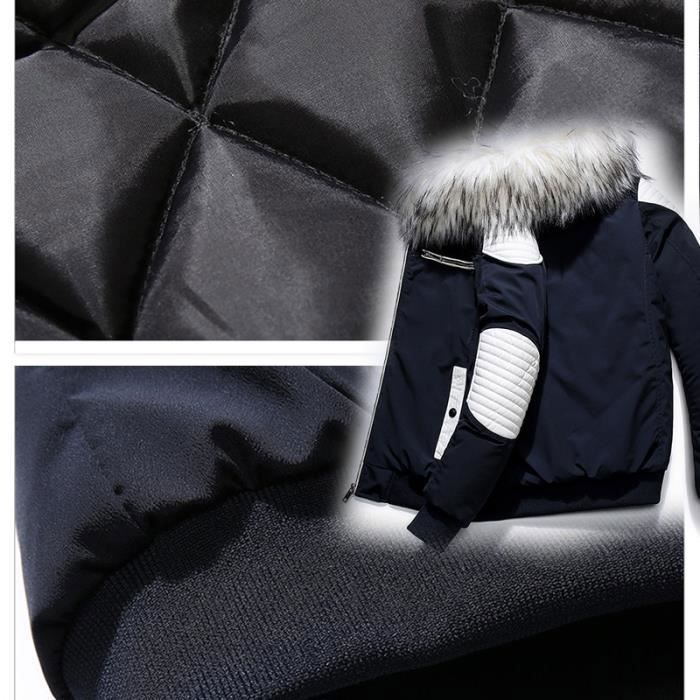 Men's Down Jacket - MOBIGARLAN - FBCM122 - Slim Fit - Faux Fur Hood - Black