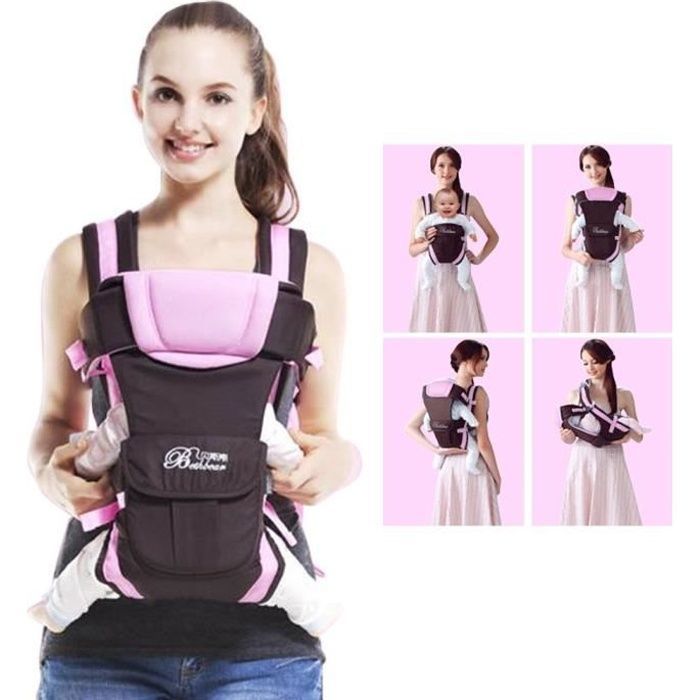 Portabebés ergonómico - Rosa - 4 posiciones ajustables - Para bebés de 0 a 2 años
