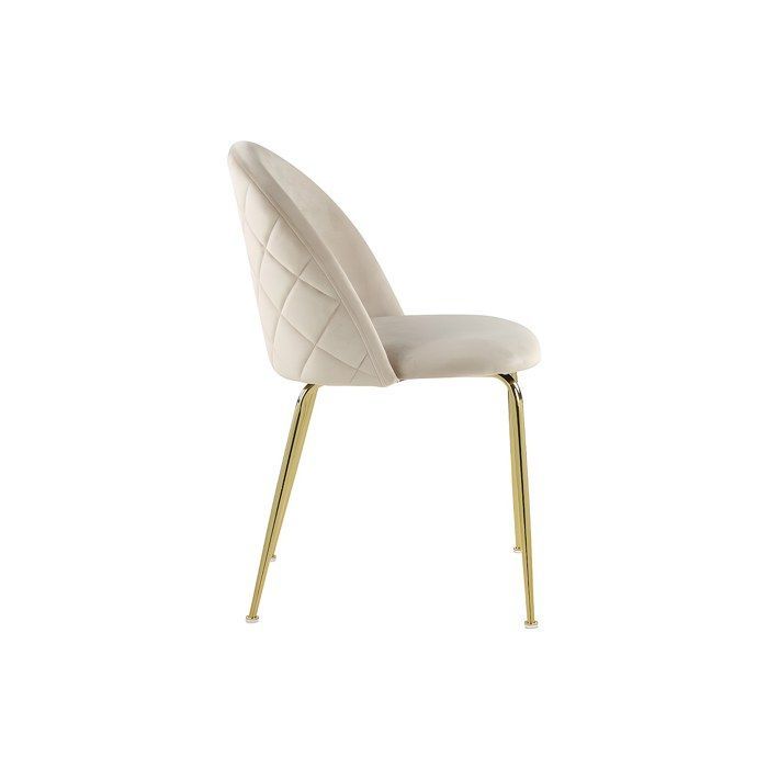 Lot de 2 chaises - Velours et acier inoxydable doré - Beige - MELBOURNE