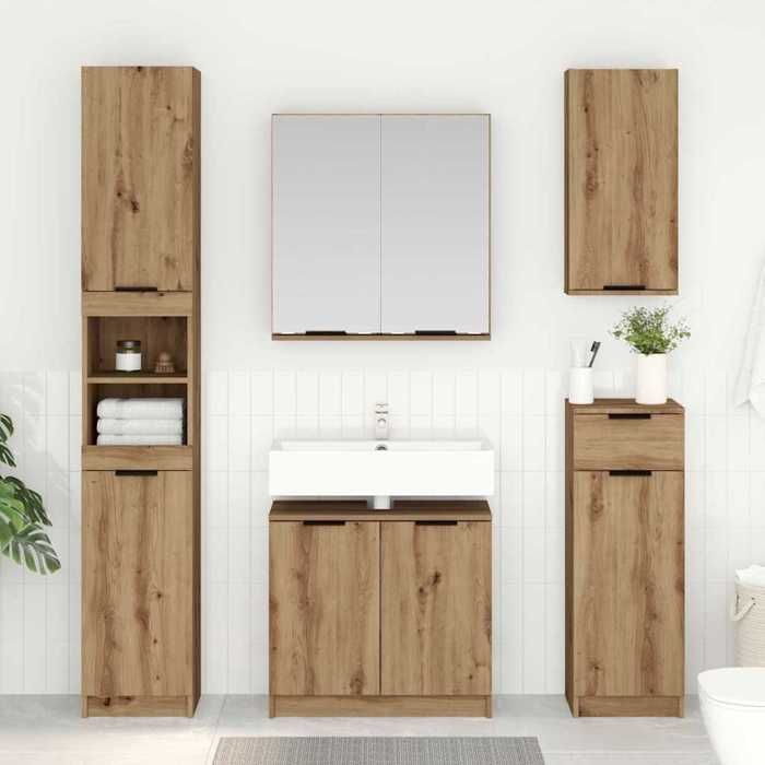 Bruine badkamermeubelset, SARAZYJ, moderne toiletkast met handgemaakte eikenhouten deur E2064