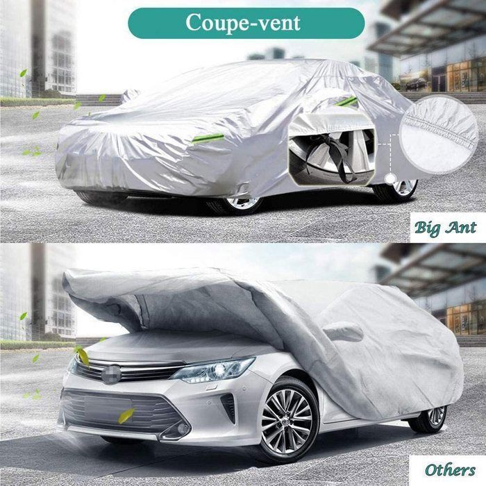 Funda para coche de exterior - MAGICFOX - 490x180x150 cm - Impermeable - Resistente a los rayos UV - Apertura lateral (cremallera)