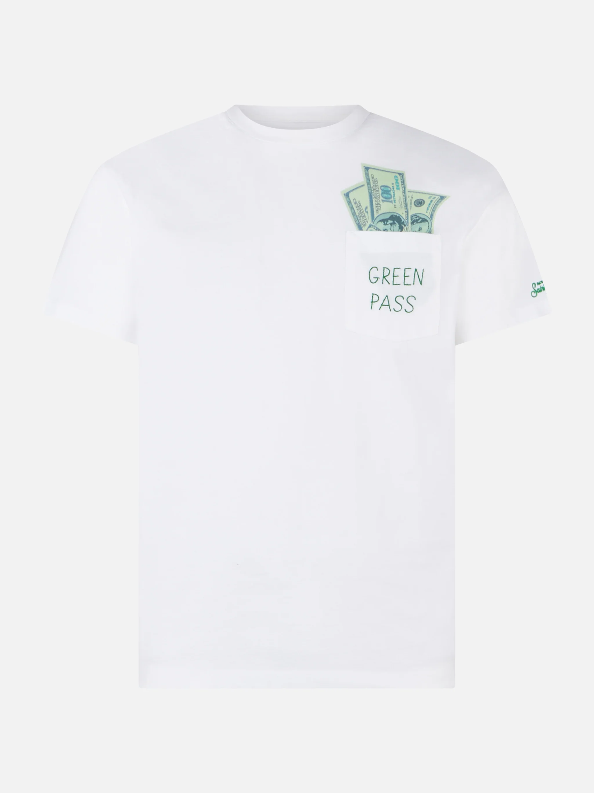 Baumwoll-T-Shirt mit Pass-Verde-Print