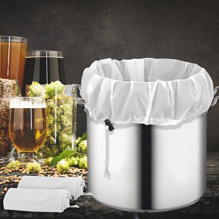 Juego de 5 bolsas de filtro - Bolsas de filtro reutilizables - Bolsas para la elaboración casera de vino y cerveza - Aptas para vino