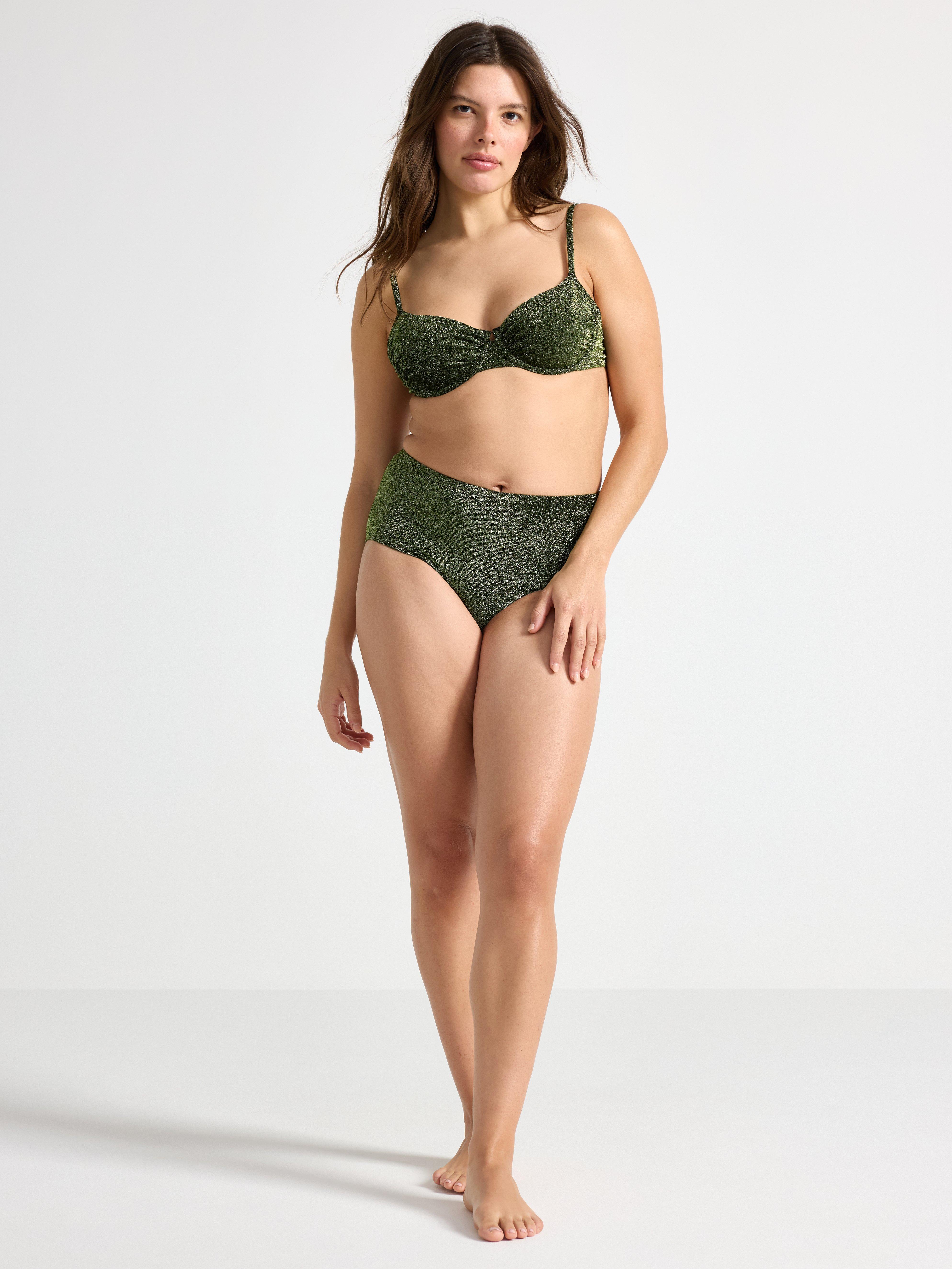 Csillogó bikini alsó Light Dusty Green