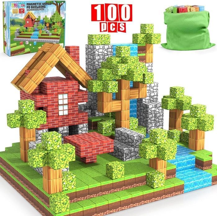 100 pezzi di blocchi magnetici per costruzioni per bambini, costruisci il tuo mondo magnetico, giochi magnetici per bambini dai 3 agli 8 anni
