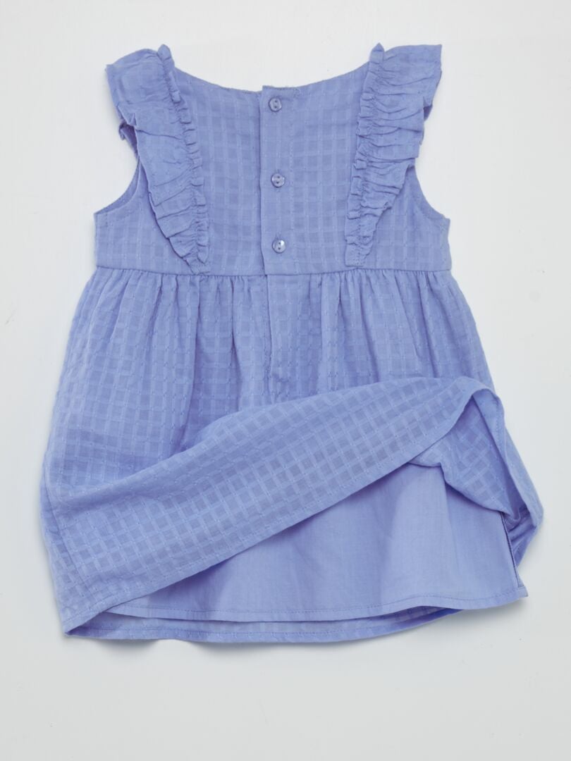 Mouwloze jurk met ruches - BLAUW