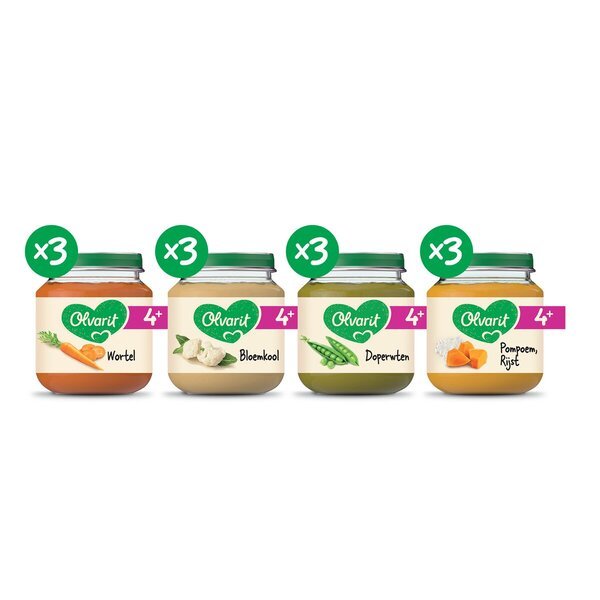 Olvarit 4+M Zeleninové menu s rôznymi príchuťami<br>12 x 125 g