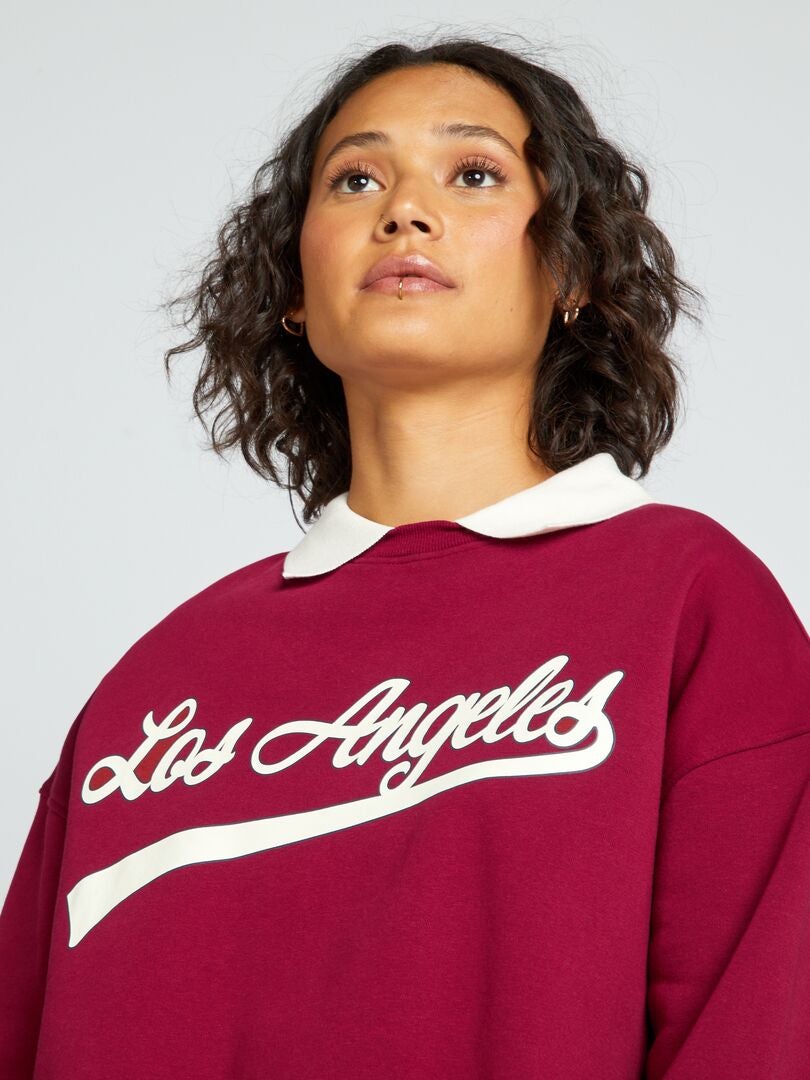 Moletom cropped estilo universitário - VERMELHO