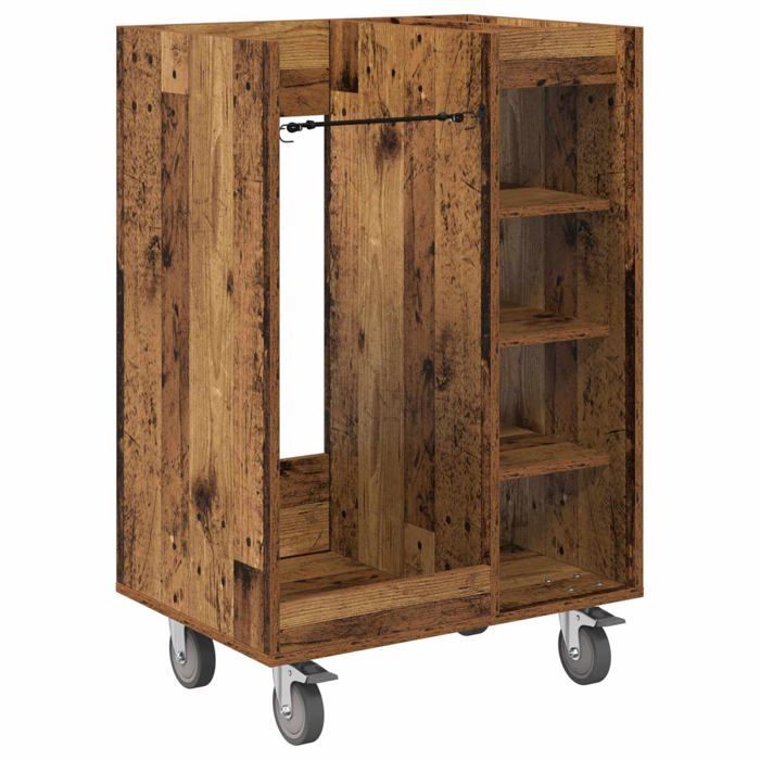 Armadietto da golf moderno - vidaXL - Legno anticato - 65x45x98 cm - Ampio spazio di archiviazione - 4 ruote - Struttura in metallo