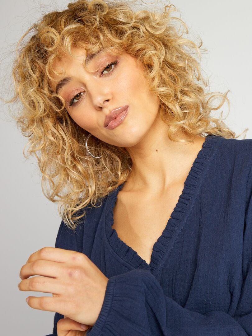 Blusa in garza di cotone - Blu marine