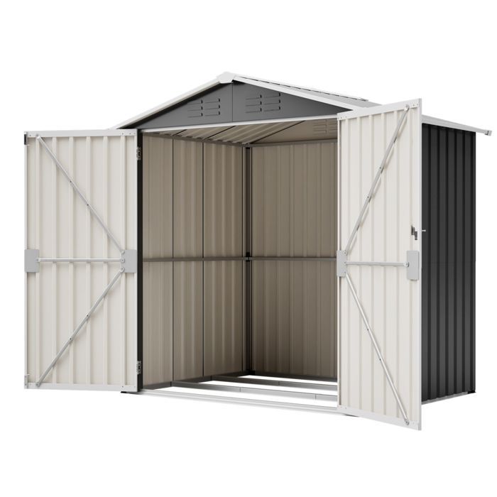 Abri de jardin en métal - 130x142x185 cm - cabanon de rangement jardin exterieur résistant aux intempéries,gris