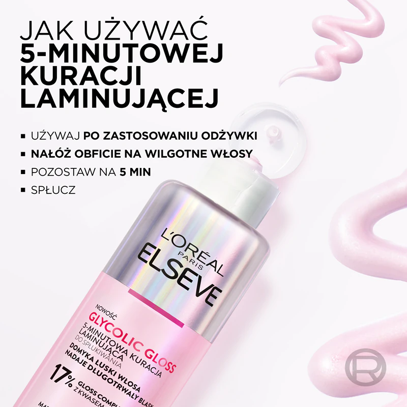 Máscara capilar L'Oréal Paris Elseve Glycolic Gloss que suaviza e regenera os cabelos danificados.