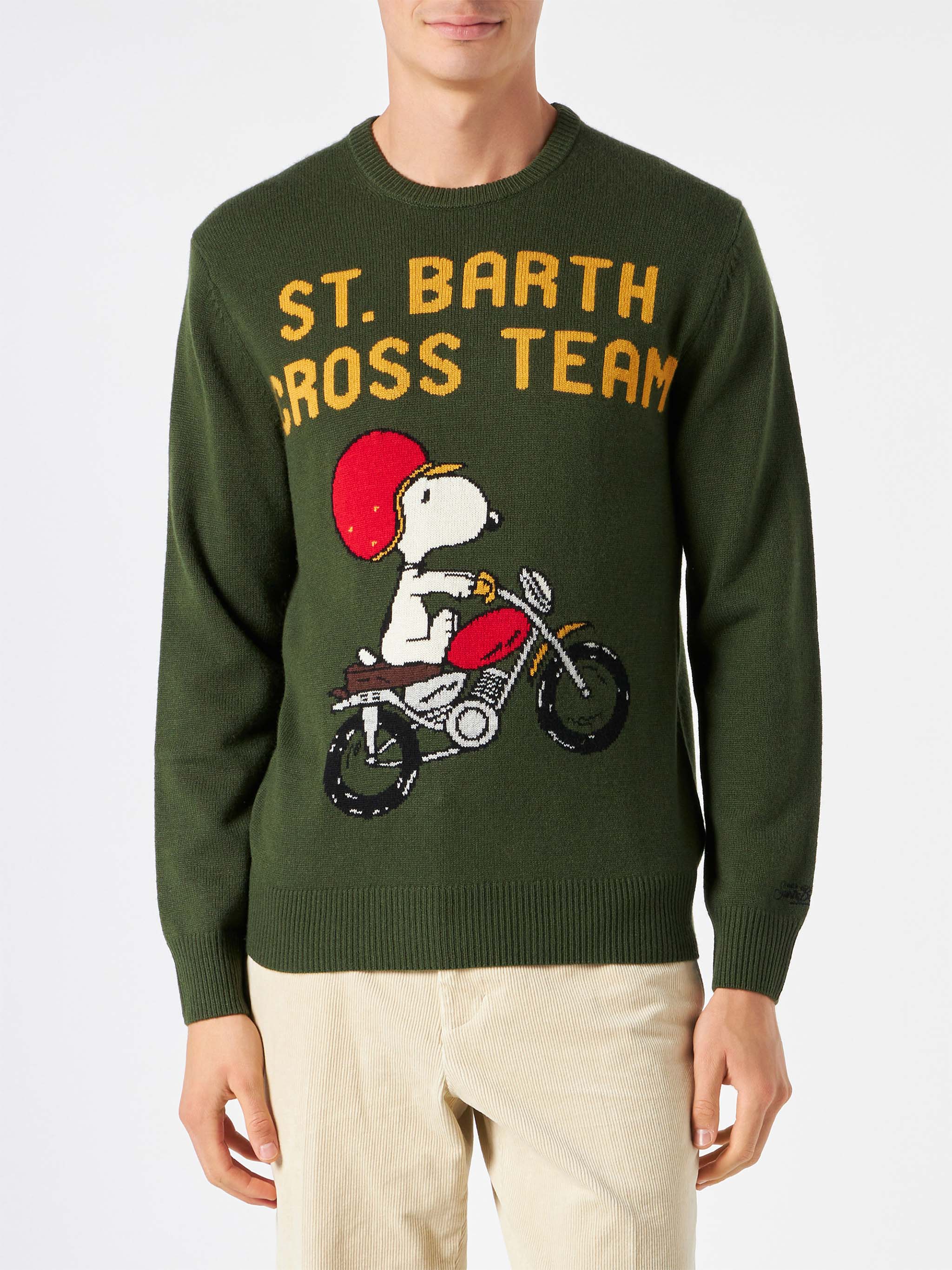 Maglione da uomo verde militare con stampa Snoopy | EDIZIONE SPECIALE