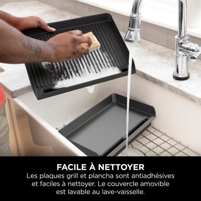 Parrilla y plancha NINJA - Sizzle GR101EU - Superficie 34x8x13,5cm - Hasta 260°C