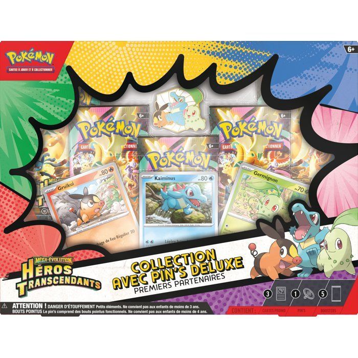 Pokémon: Caja de colección con pin de lujo - Primeros compañeros de la megaevolución - Héroes trascendentales