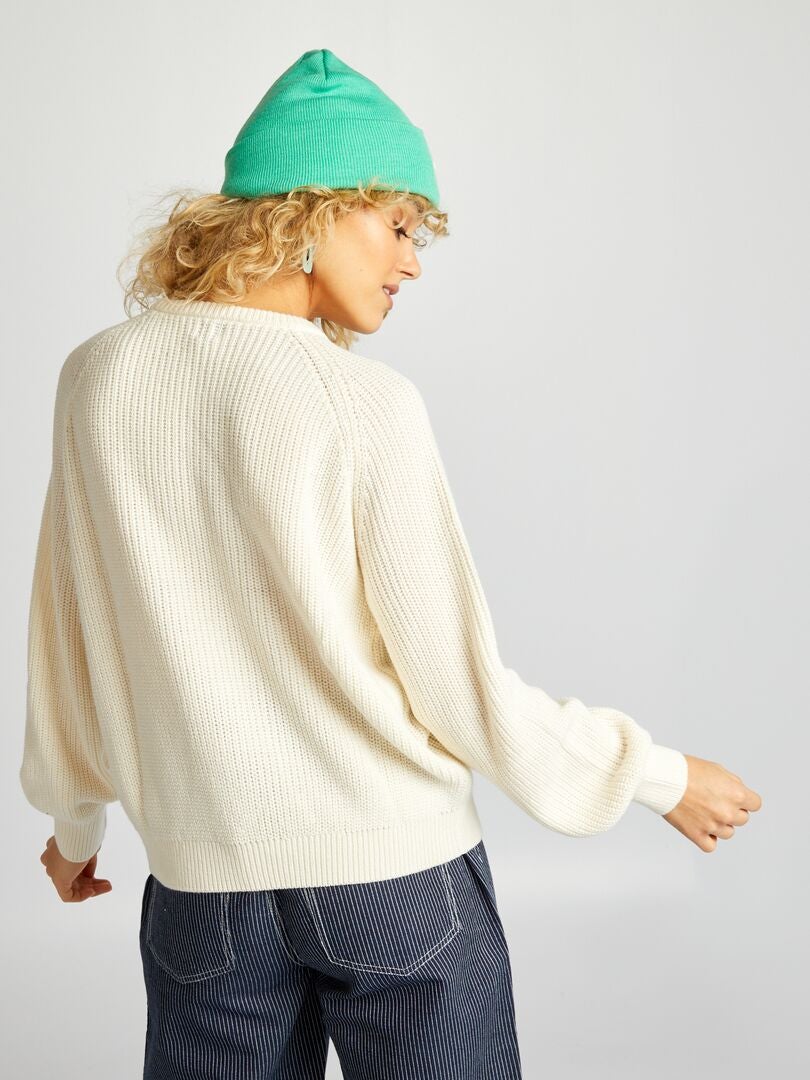 Jersey de punto de cuello redondo - BLANCO