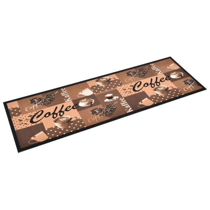 vidaXL Tapis de sol de cuisine lavable Marron café 45x150 cm