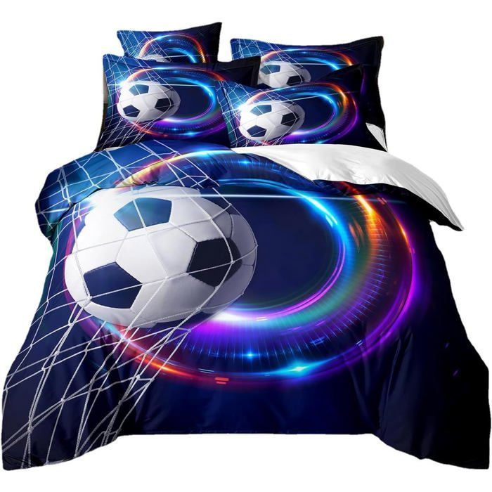Football Duvet Cover 140x200+50x75 (2 Piece) Children's Sport Gamer Football Bedding Set for Boys and Girls