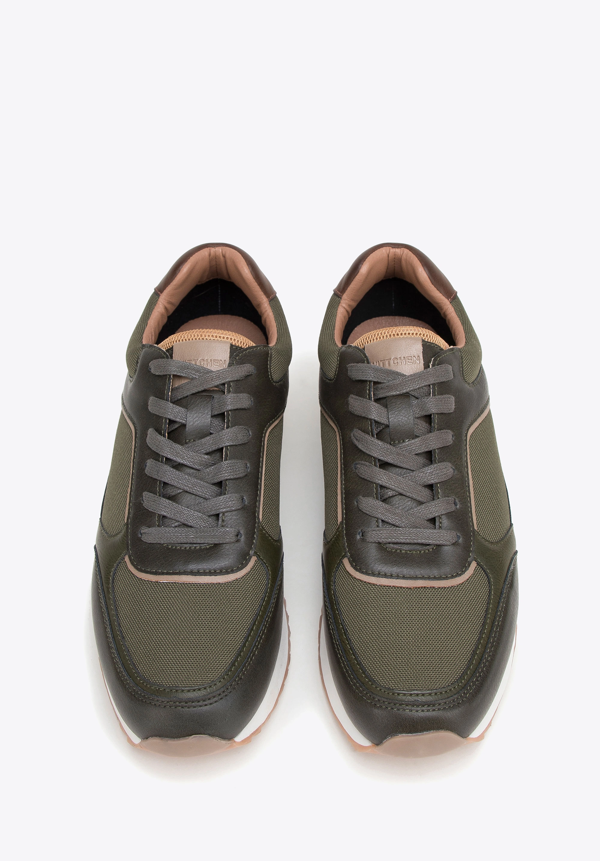Męskie sneakersy ze skóry ekologicznej ze wstawkami zielone