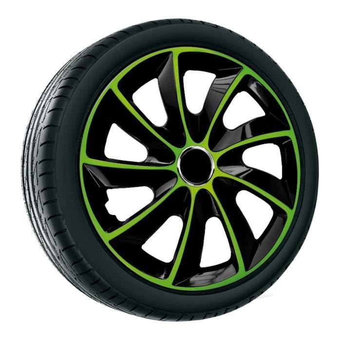 Calotas - conjunto completo de 4 peças - NRM STIG EXTRA - preto e verde - 16 polegadas