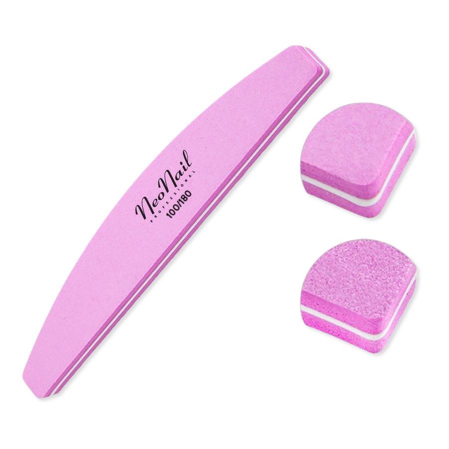 NEONAIL Nagelvijl/Polijstblok Halve Maan 100/180 - Roze - 1 stuk