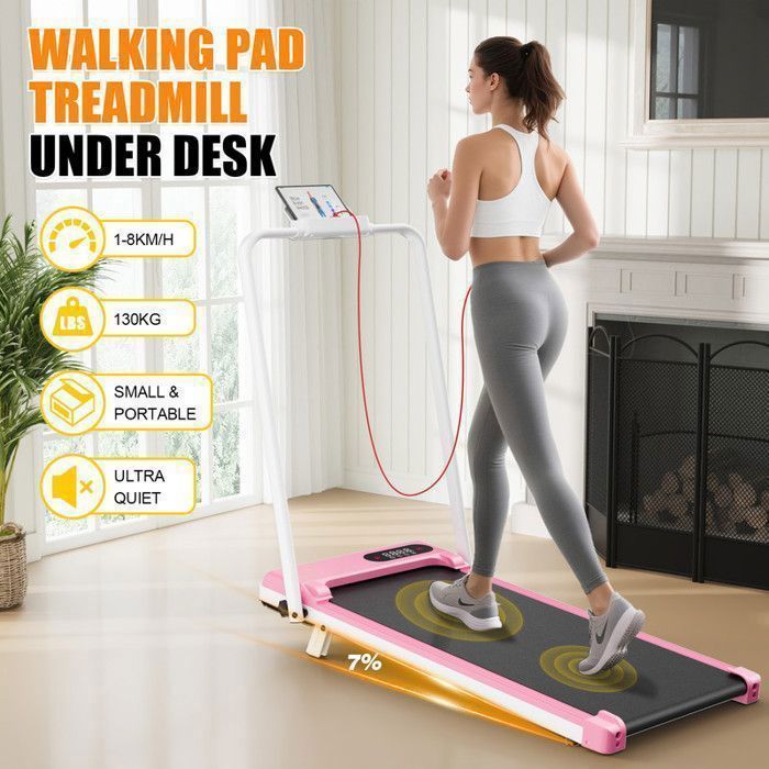 Tapis de course Pliable - 3 en 1 Tapis de marche avec inclinaison 7% - Walking Pad 1-8 km/h réglable - Surface 38.5 x 90 cm
