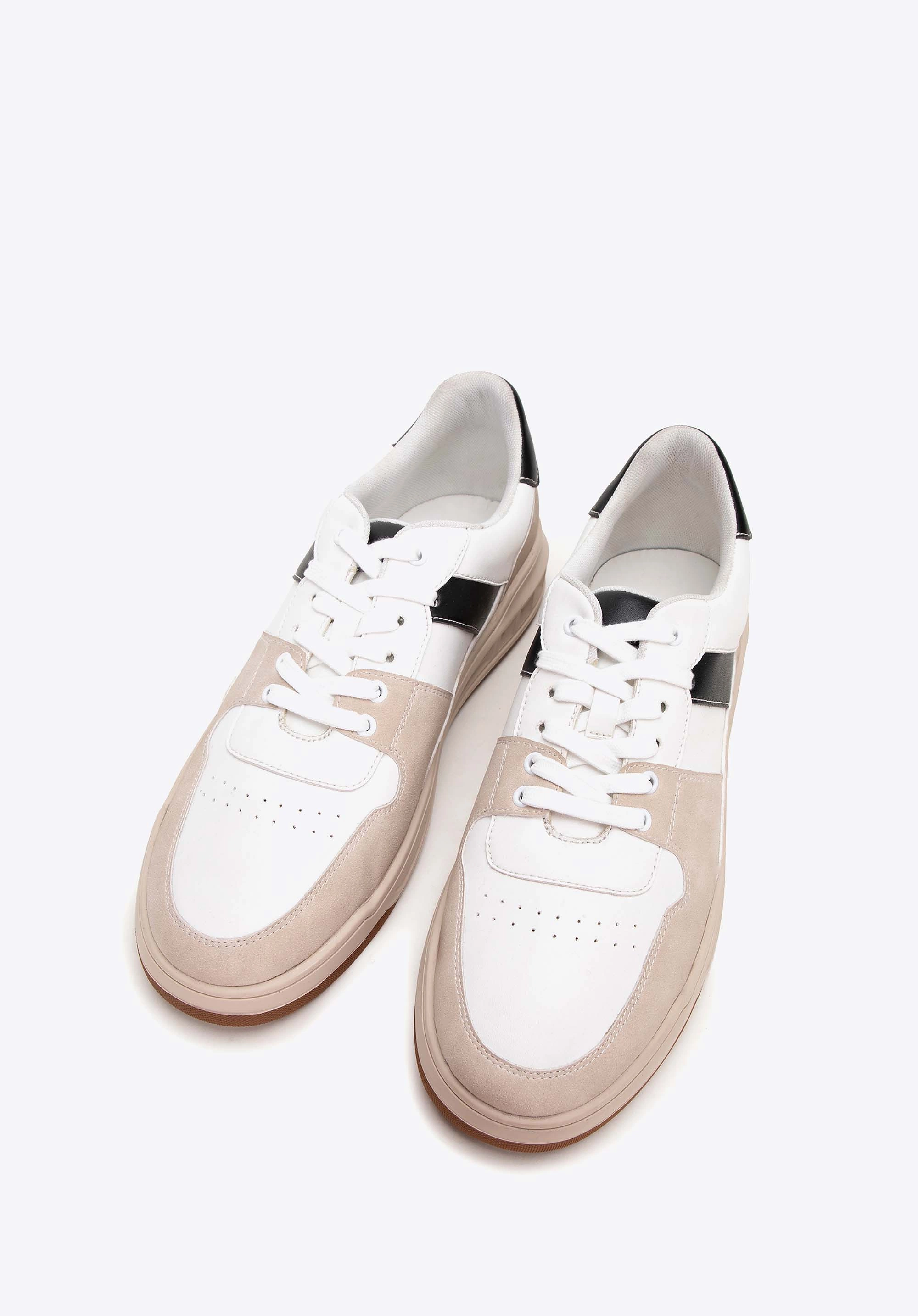 Męskie sneakersy z ekoskóry biało - beżowe