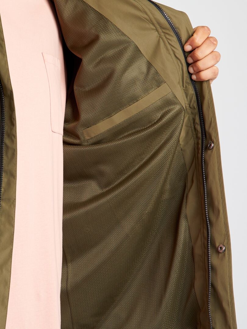 Krótka parka z kapturem - KHAKI