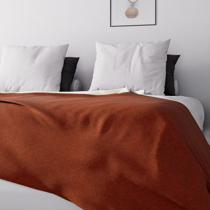 Jeté de lit ou canapé 220x240 cm ADELE brique, par Soleil d'ocre