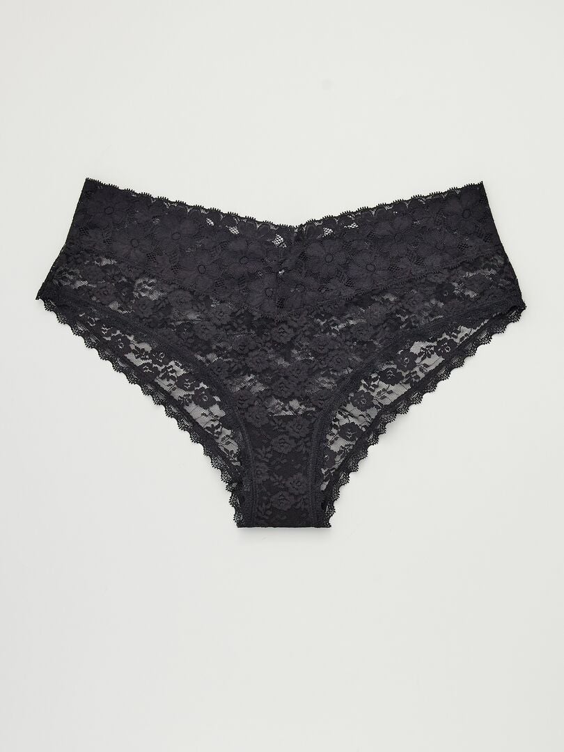 Conjunto de 3 calcinhas de renda - PRETAS