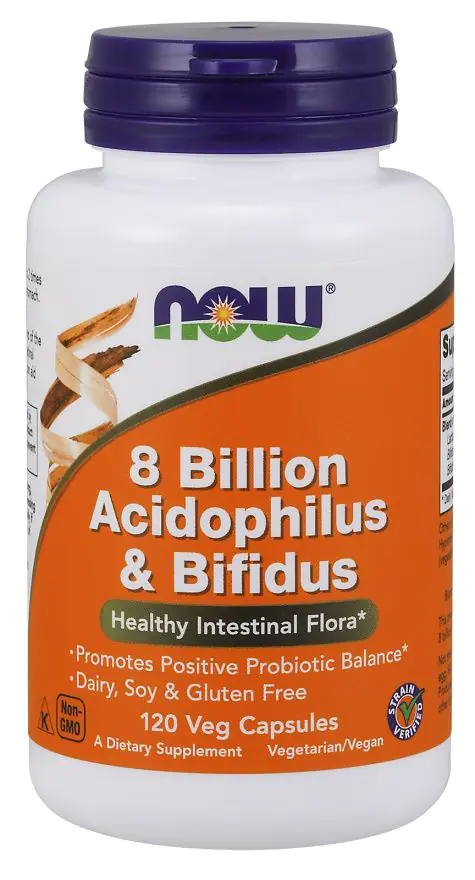 Now Foods 8 Billion Acidophilus & Bifidus, Suplement diety zawierający żywe kultury bakterii, Kapsułki
